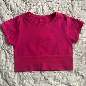 Hot Pink Aerie Sidewalk Seamless Cropped T-Shirt